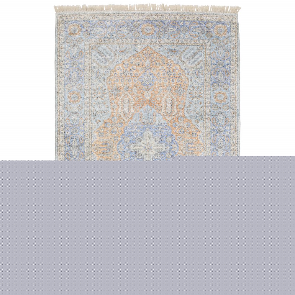 10' X 13' Blue And Red Oriental Hand Loomed Stain Resistant Area Rug With Fringe