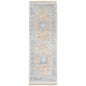 8' Blue And Red Oriental Hand Loomed Distressed Runner Rug With Fringe