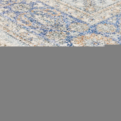 8' X 10' Blue And Red Oriental Hand Loomed Stain Resistant Area Rug With Fringe