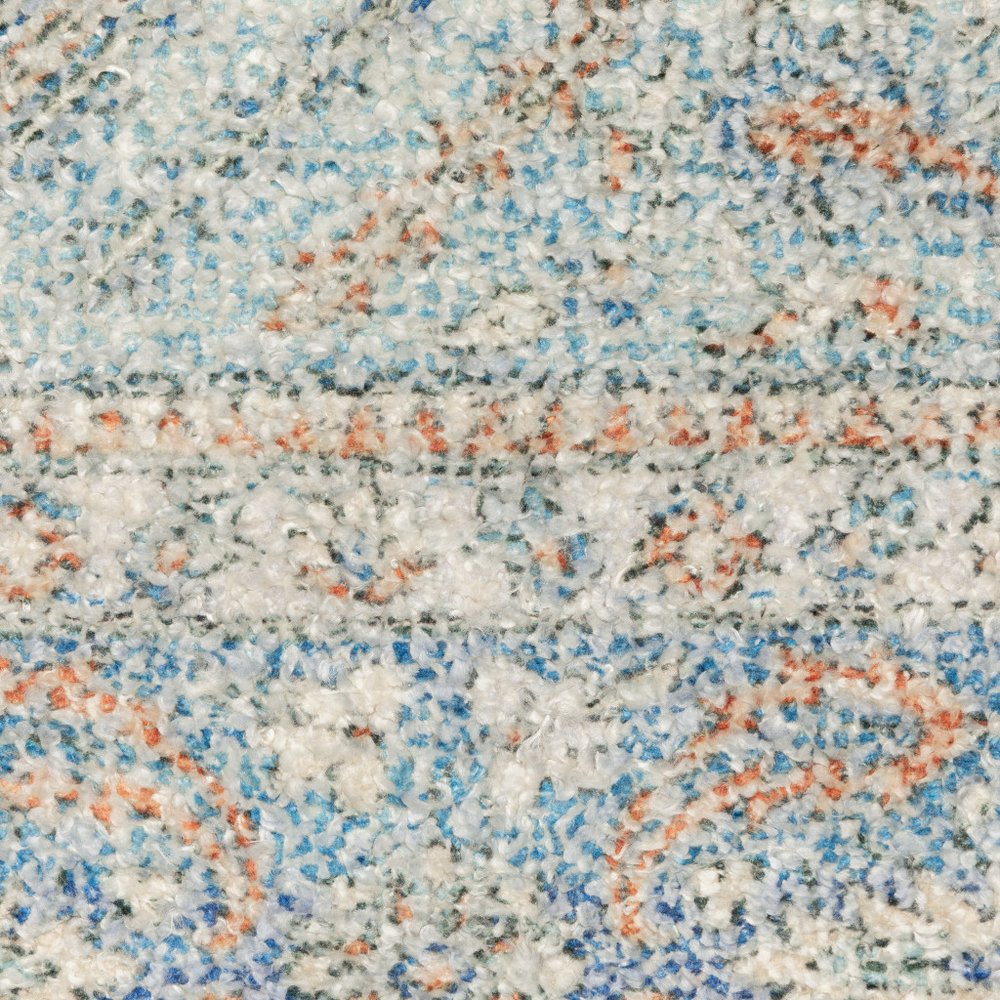 8' X 10' Blue And Red Oriental Hand Loomed Stain Resistant Area Rug With Fringe