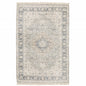 5' X 8' Beige And Grey Oriental Hand Loomed Stain Resistant Area Rug With Fringe