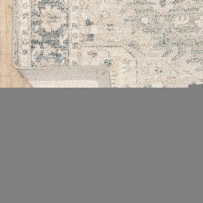 8' X 10' Beige And Grey Oriental Hand Loomed Stain Resistant Area Rug With Fringe