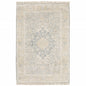 8' X 10' Grey And Beige Oriental Hand Loomed Stain Resistant Area Rug With Fringe