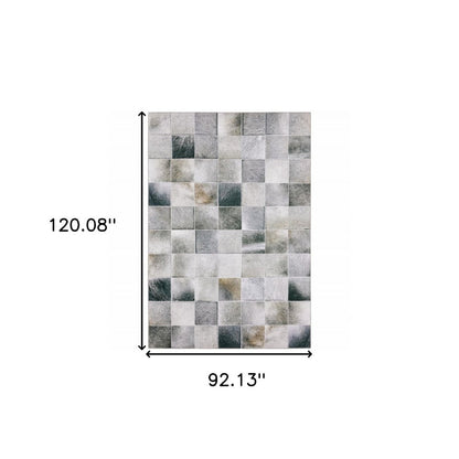 8' X 10' Gray And Charcoal Geometric Area Rug