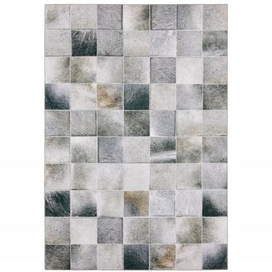8' X 10' Gray And Charcoal Geometric Area Rug