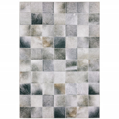 8' X 10' Gray And Charcoal Geometric Area Rug