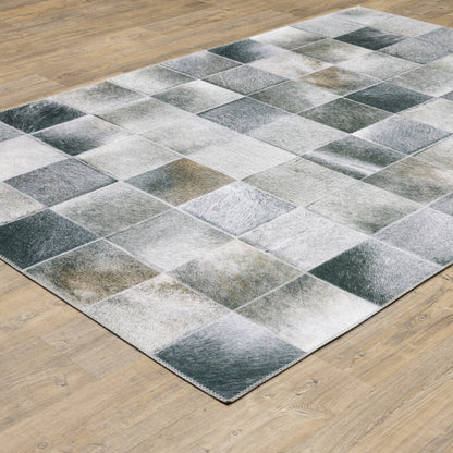 8' X 10' Grey Charcoal Brown And Beige Geometric Power Loom Stain Resistant Area Rug