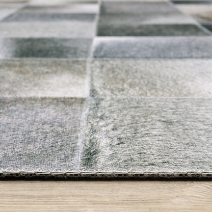9' X 12' Gray And Charcoal Geometric Area Rug