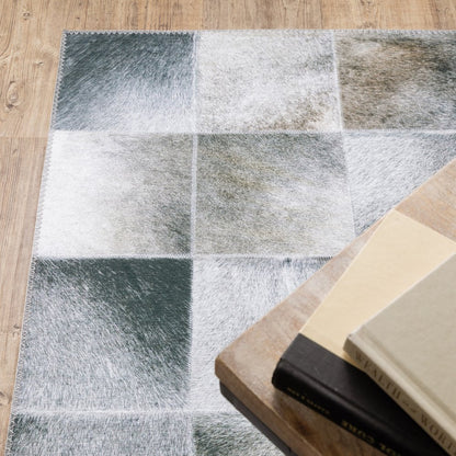 9' X 12' Gray And Charcoal Geometric Area Rug