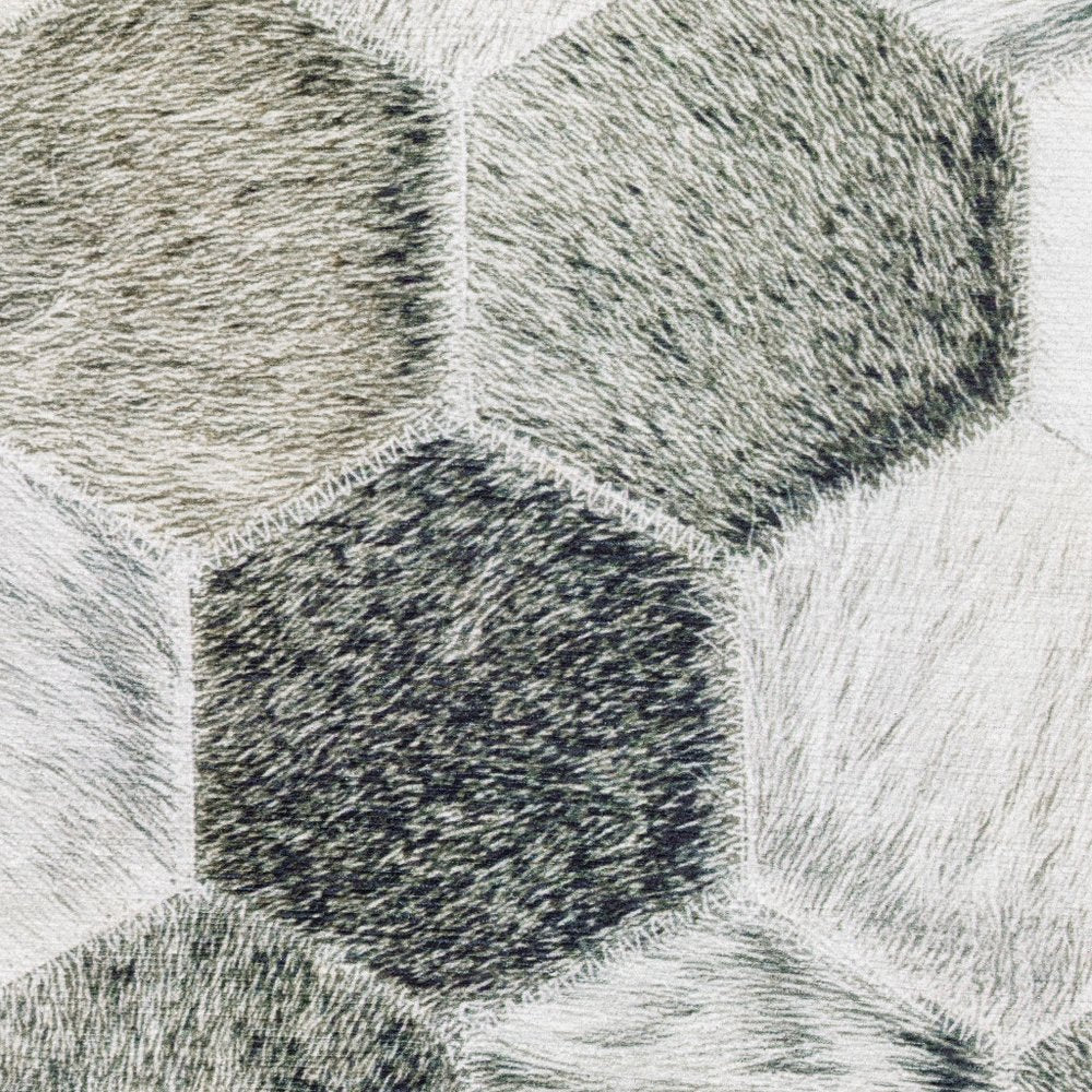 8' Gray And Charcoal Geometric Runner Rug