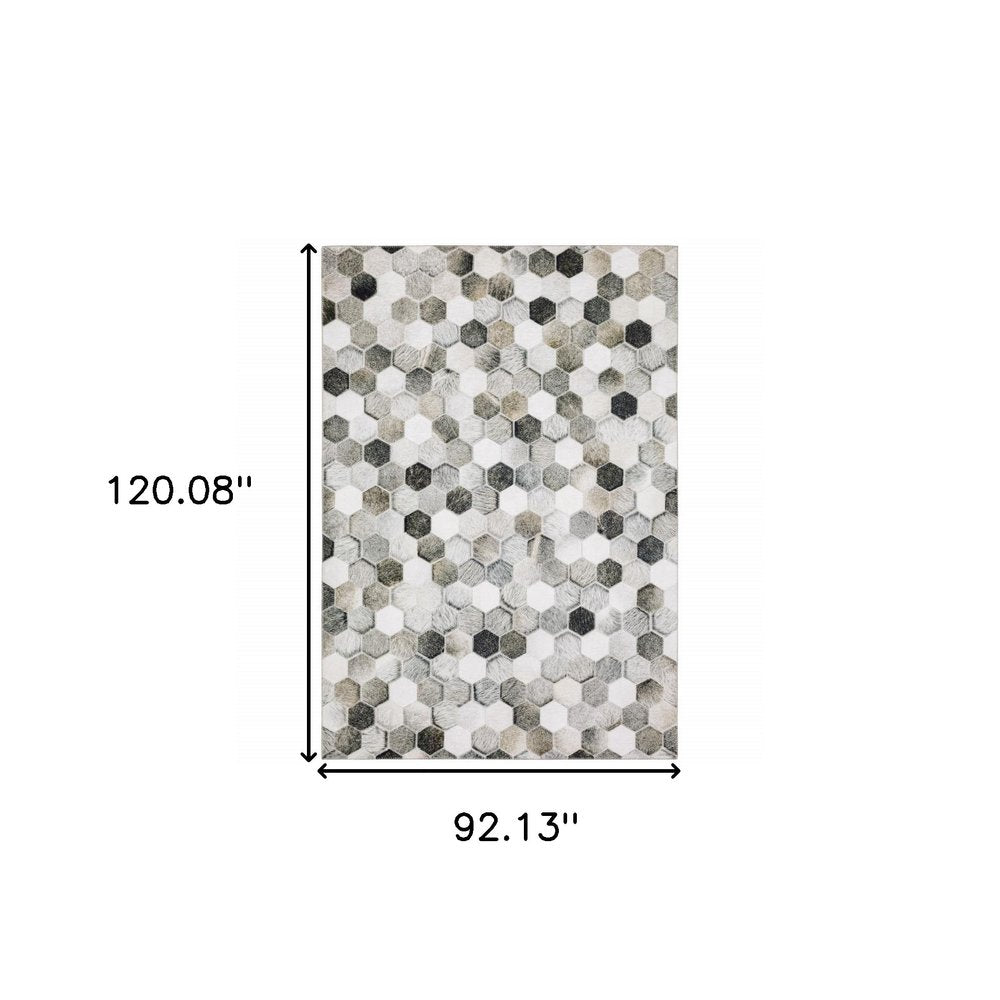 8' X 10' Gray And Charcoal Geometric Area Rug