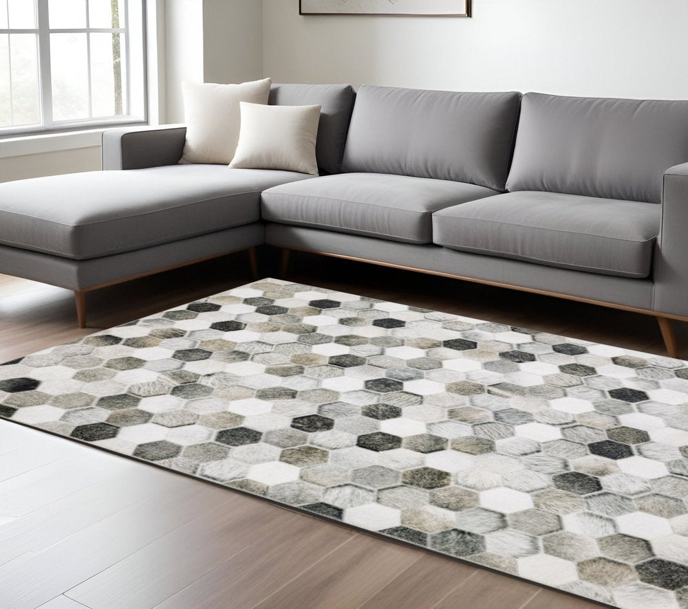 8' X 10' Gray And Charcoal Geometric Area Rug