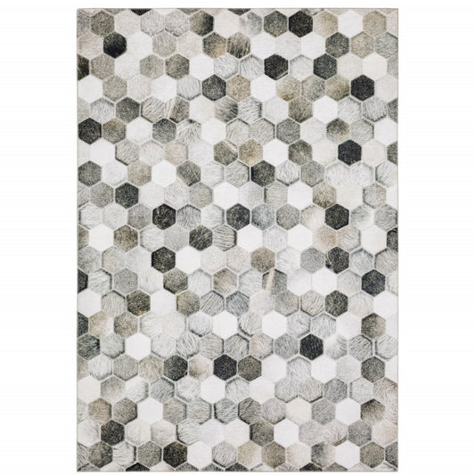 8' X 10' Gray And Charcoal Geometric Area Rug