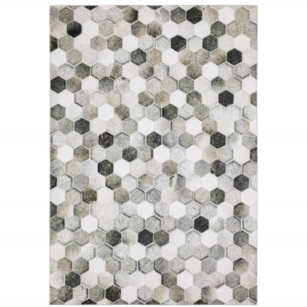8' X 10' Gray And Charcoal Geometric Area Rug