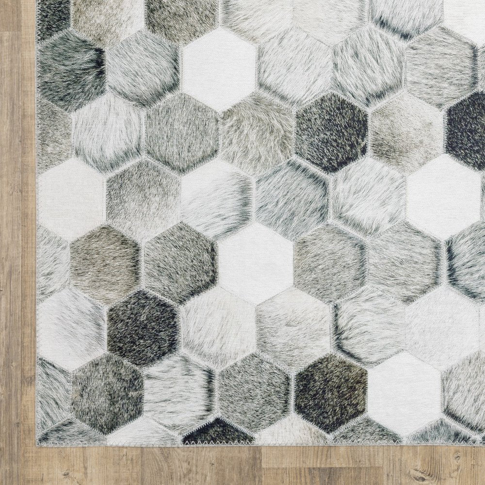 8' X 10' Gray And Charcoal Geometric Area Rug