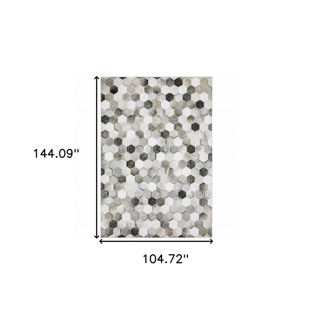 9' X 12' Gray And Charcoal Geometric Area Rug