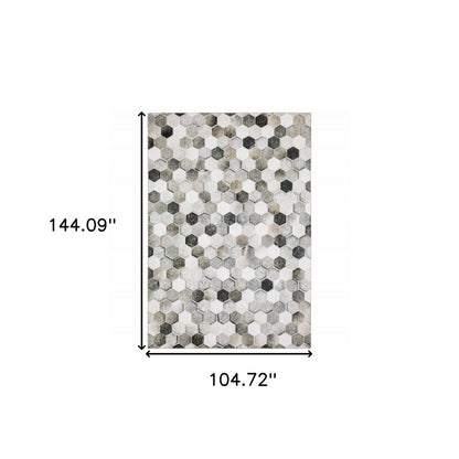 9' X 12' Gray And Charcoal Geometric Area Rug