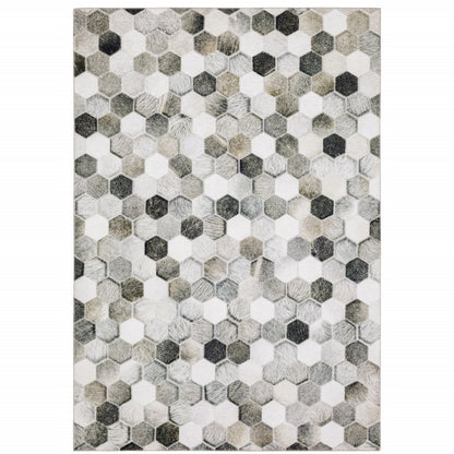 9' X 12' Gray And Charcoal Geometric Area Rug