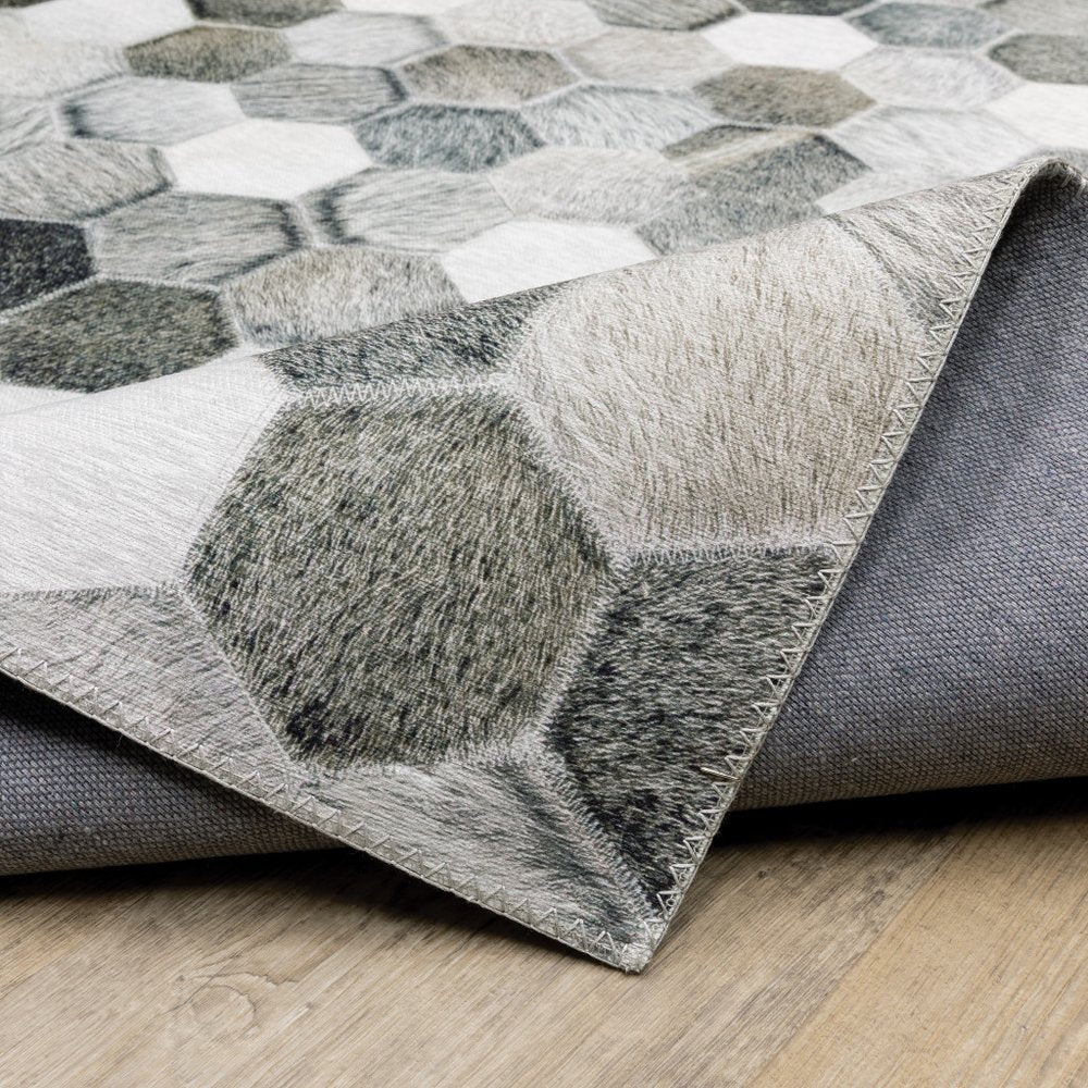 9' X 12' Gray And Charcoal Geometric Area Rug