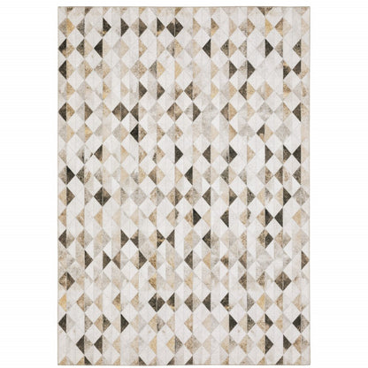 8' X 10' Beige And Gray Geometric Area Rug