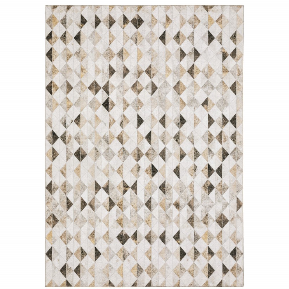 8' X 10' Beige And Gray Geometric Area Rug
