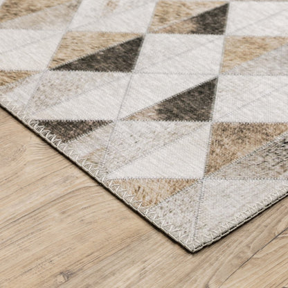 8' X 10' Beige And Gray Geometric Area Rug