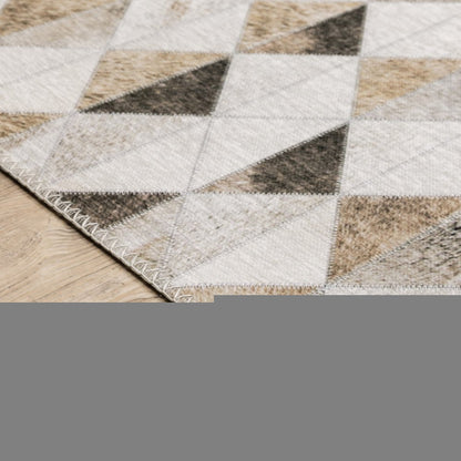 9' X 12' Beige And Gray Geometric Area Rug
