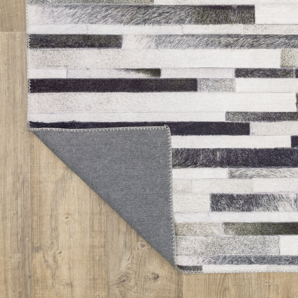 5' X 7' Grey Charcoal And Beige Geometric Power Loom Stain Resistant Area Rug