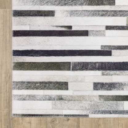 8' X 10' Gray And Charcoal Geometric Area Rug