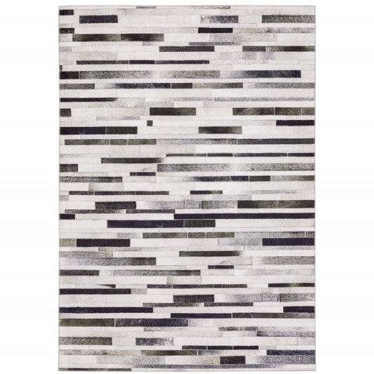 9' X 12' Gray And Charcoal Geometric Area Rug
