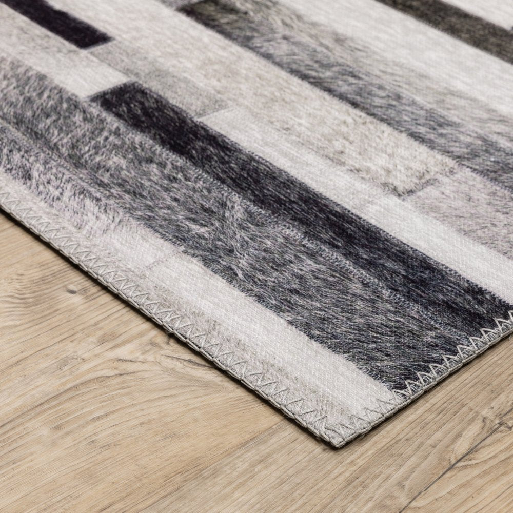 9' X 12' Gray And Charcoal Geometric Area Rug