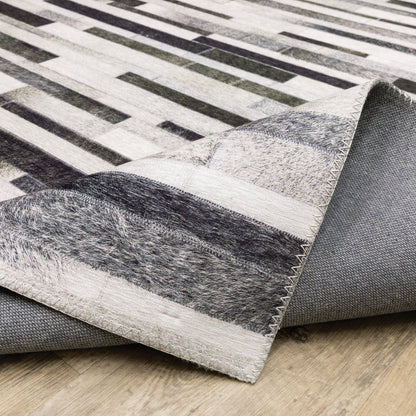 9' X 12' Gray And Charcoal Geometric Area Rug