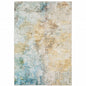 8' X 10' Yellow Gold Blue Green Brown Grey And Beige Abstract Power Loom Stain Resistant Area Rug