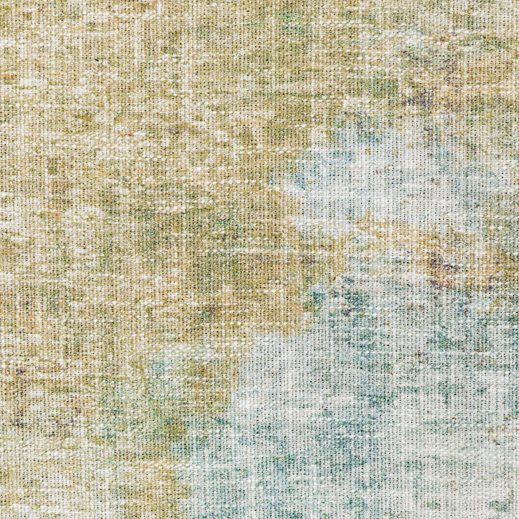 8' X 10' Yellow Gold Blue Green Brown Grey And Beige Abstract Power Loom Stain Resistant Area Rug