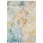 9' X 12' Yellow And Blue Abstract Area Rug