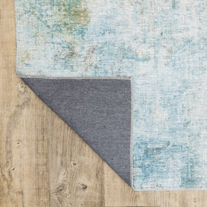 9' X 12' Yellow And Blue Abstract Area Rug