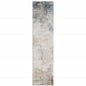 8' Blue And Beige Abstract Distressed Runner Rug