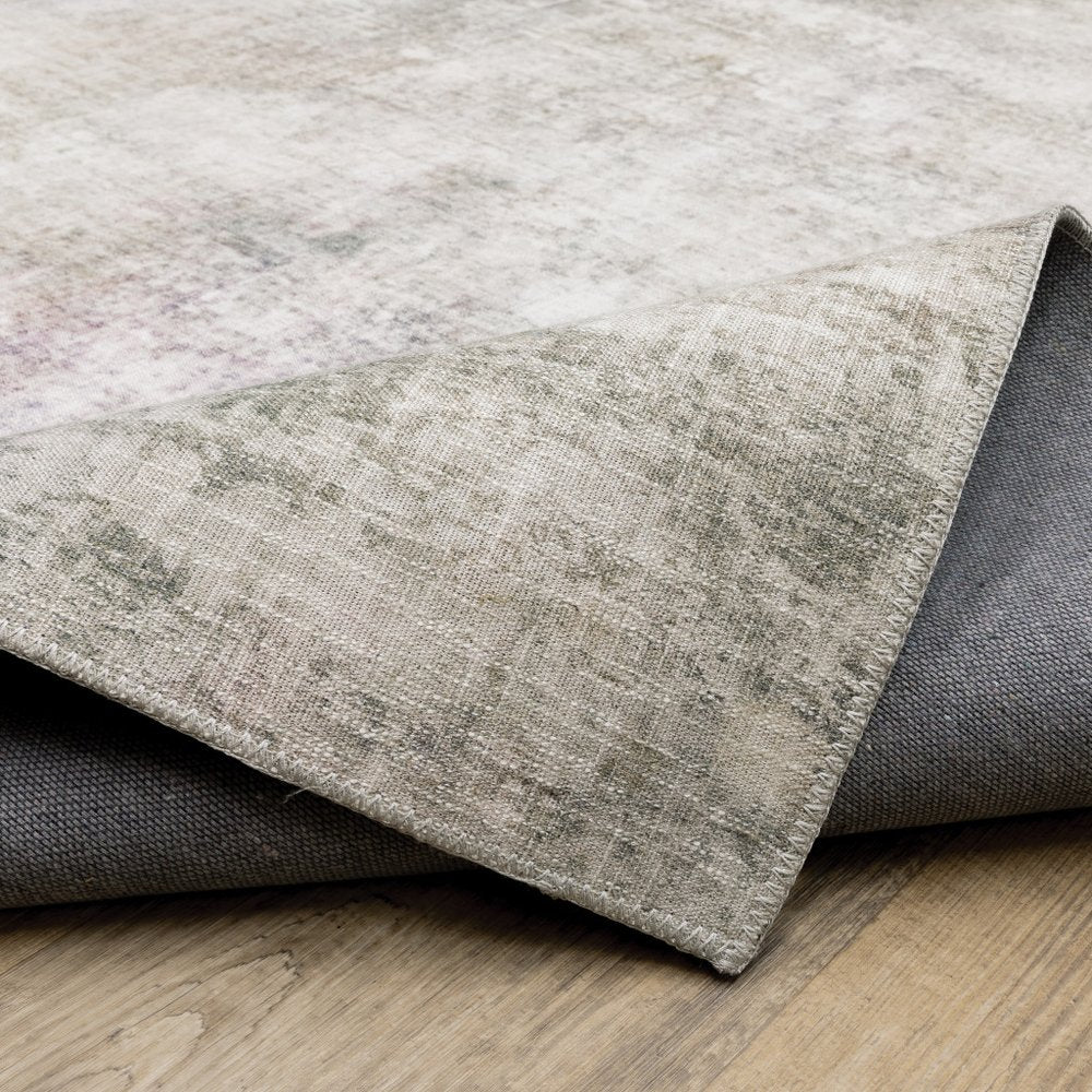 8' Blue And Beige Abstract Distressed Runner Rug