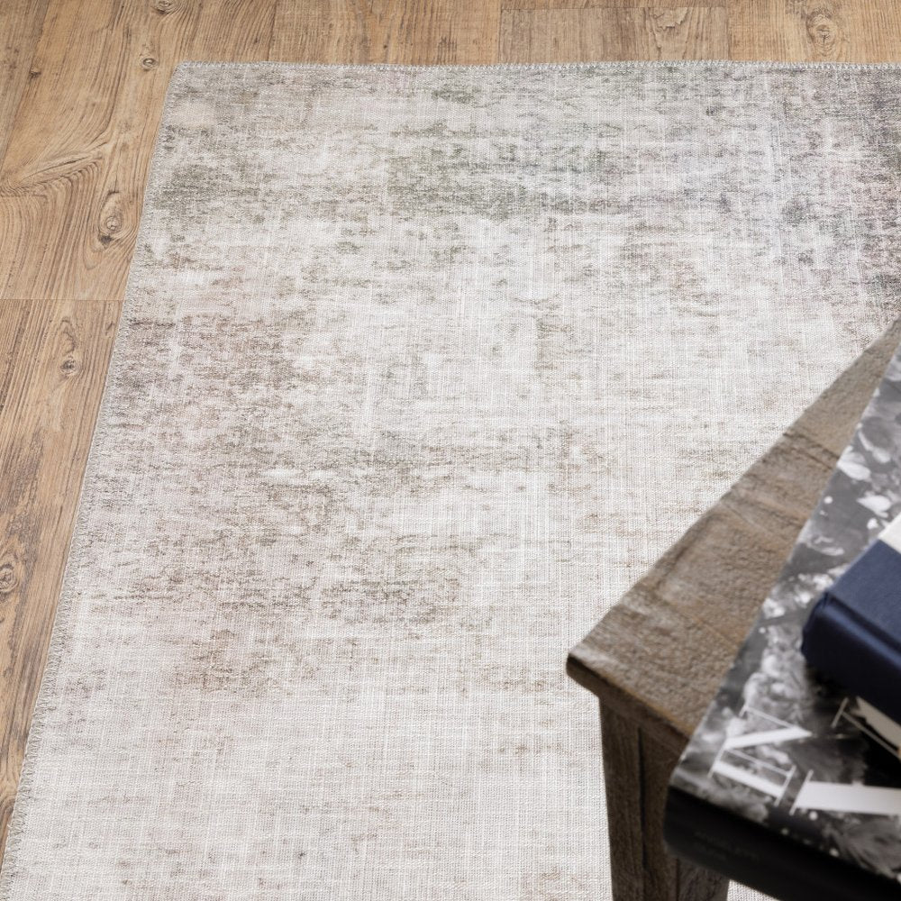 8' X 10' Blue And Beige Abstract Distressed Area Rug