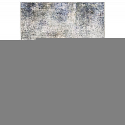 9' X 12' Blue And Beige Abstract Distressed Area Rug
