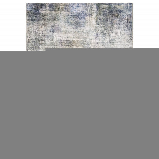 9' X 12' Blue And Beige Abstract Distressed Area Rug