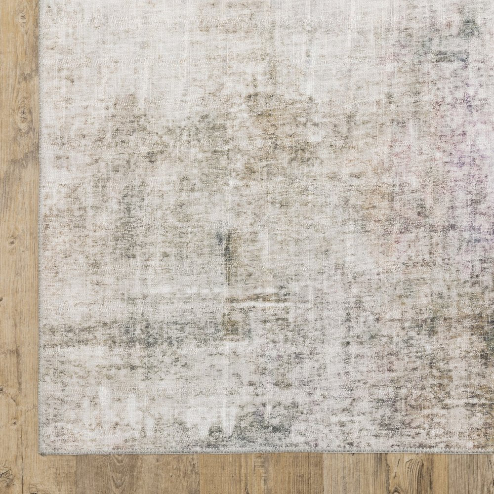 9' X 12' Blue And Beige Abstract Distressed Area Rug