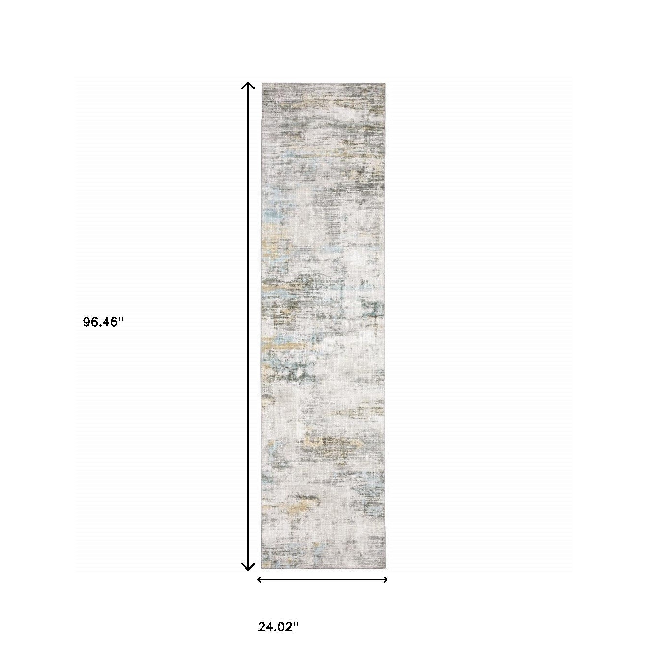 2' X 8' Gray And Ivory Abstract Power Loom Stain Resistant Runner Rug