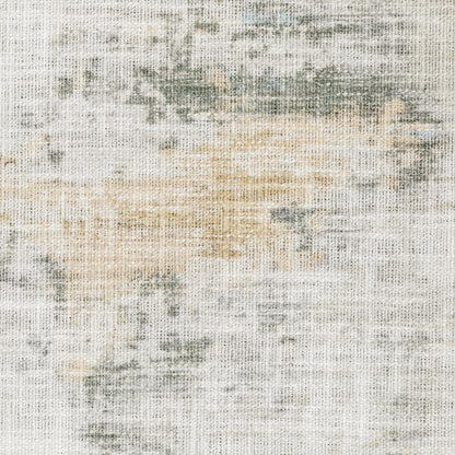 2' X 8' Gray And Ivory Abstract Power Loom Stain Resistant Runner Rug