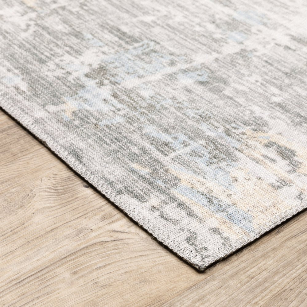 8' X 10' Beige And Gray Abstract Distressed Area Rug