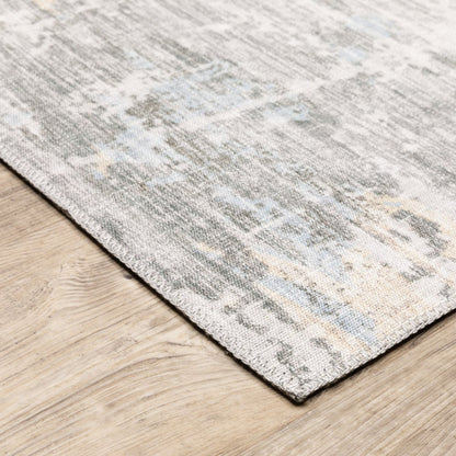 8' X 10' Beige And Gray Abstract Distressed Area Rug