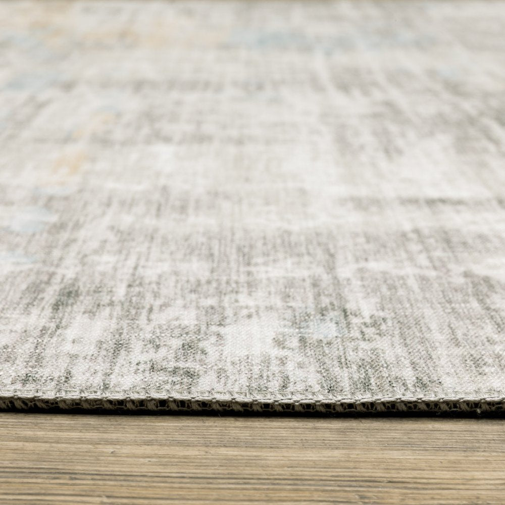 8' X 10' Beige And Gray Abstract Distressed Area Rug
