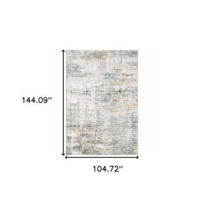 9' X 12' Beige And Gray Abstract Distressed Area Rug