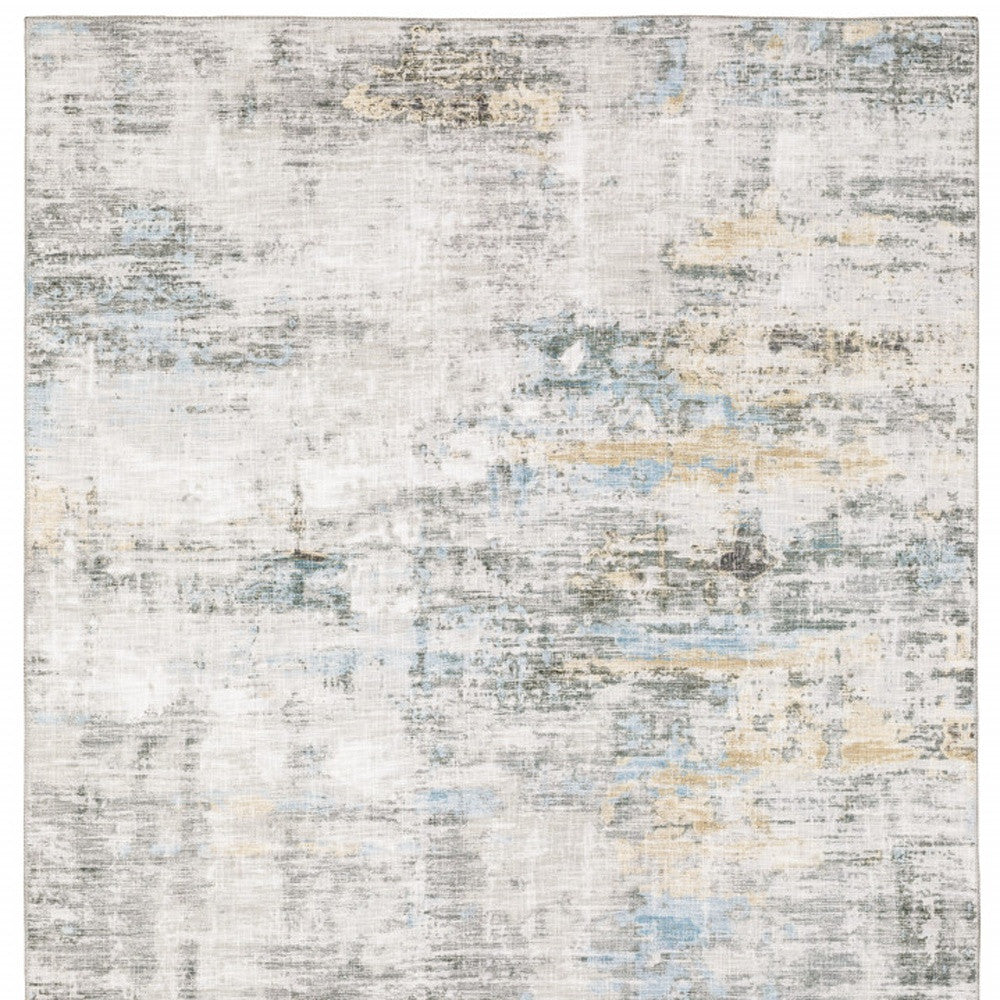 9' X 12' Gray And Ivory Abstract Power Loom Stain Resistant Area Rug