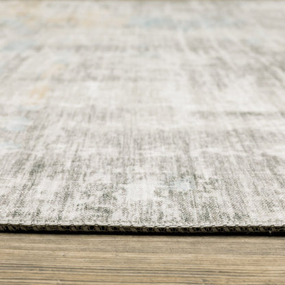 9' X 12' Beige And Gray Abstract Distressed Area Rug